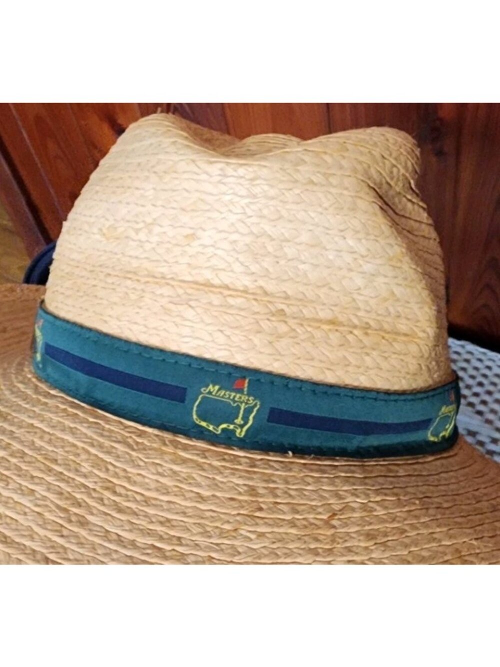 Vintage MASTERS GOLF Tournament STRAW HAT MENS AUGUSTA NATIONAL Made In USA L/XL - Picture 5 of 12